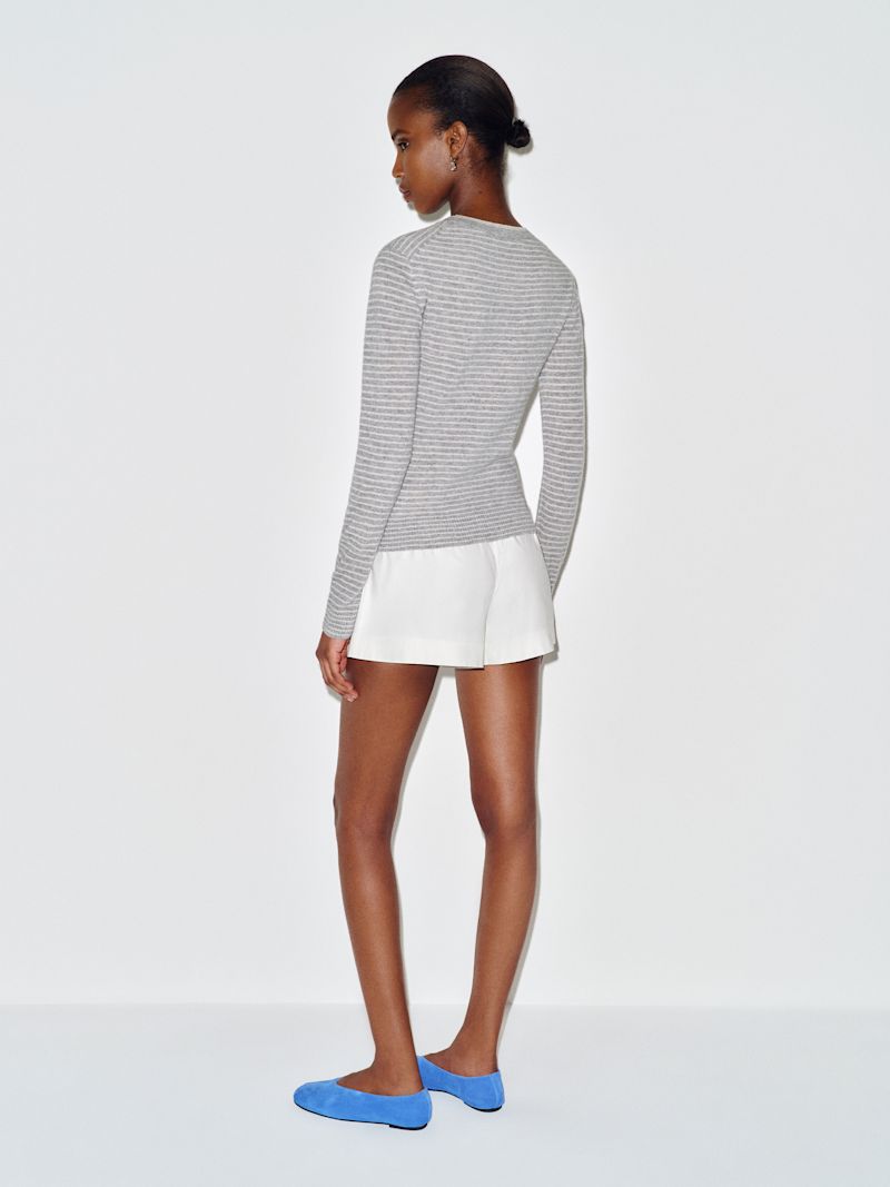 Granite Gossamer Stripe Lian Cashmere Crew Sweater - Image 5