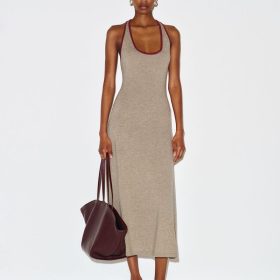 Oatmeal Chianti Contrast Mia Cashmere Halter Dress