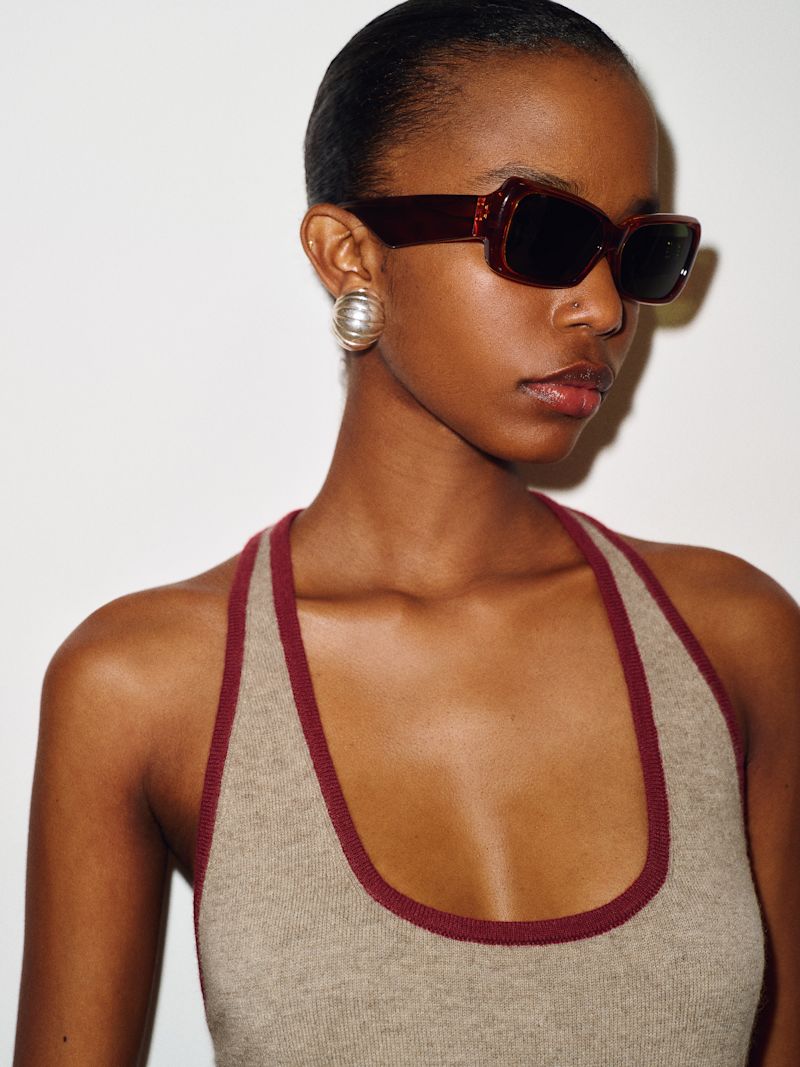 Oatmeal Chianti Contrast Mia Cashmere Halter Dress - Image 3
