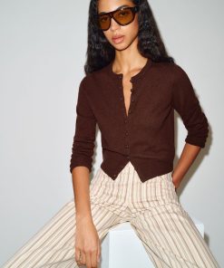 Mahogany Caspia Cashmere Cropped Cardigan