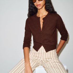 Mahogany Caspia Cashmere Cropped Cardigan