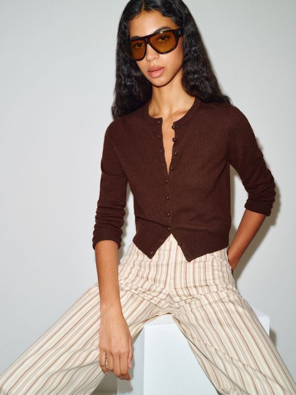 Mahogany Caspia Cashmere Cropped Cardigan