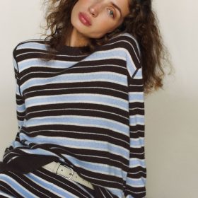 Ice Water Multi Stripe Cashmere Boyfriend Sweater