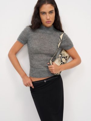 Thunder Laurel Sheer Alpaca Mock Neck