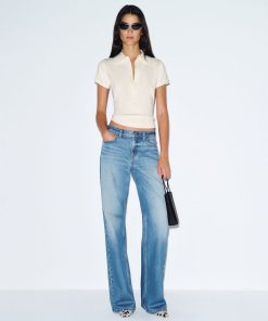 Fior Di Latte Pointelle Bentley Cotton Polo Sweater