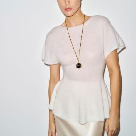 White Anna Alpaca Peplum Sweater Top