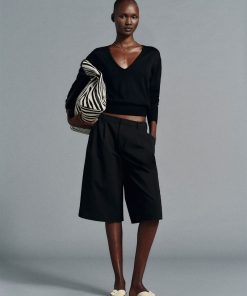 Black Micah V-Neck Sweater Top