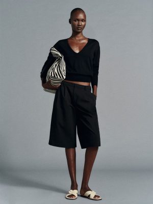 Black Micah V-Neck Sweater Top