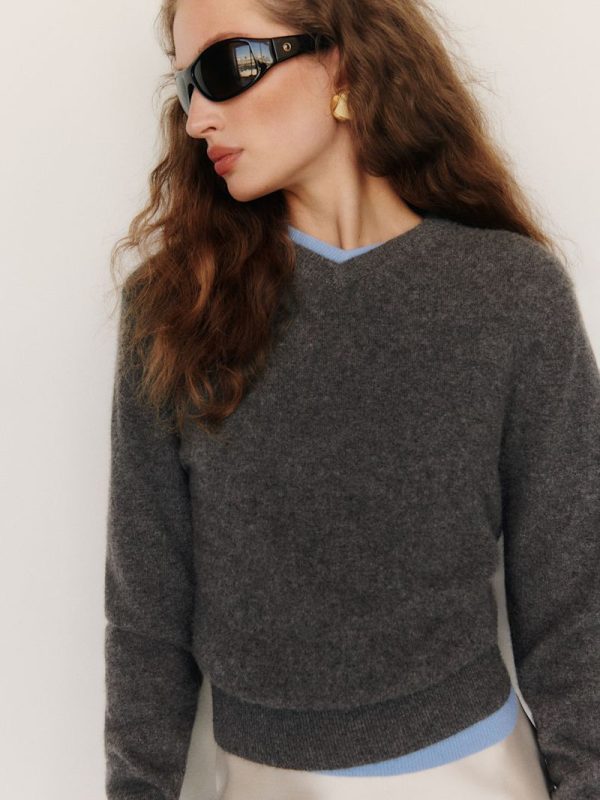 Flannel Landon Cashmere V-Neck