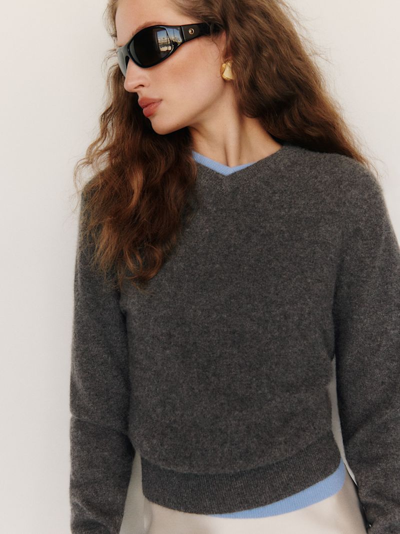 Flannel Landon Cashmere V-Neck