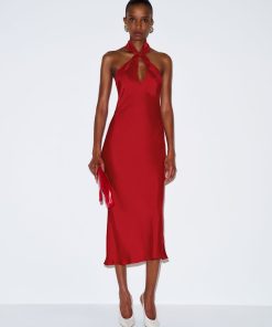 Lipstick Meli Silk Twill Dress