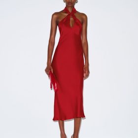 Lipstick Meli Silk Twill Dress