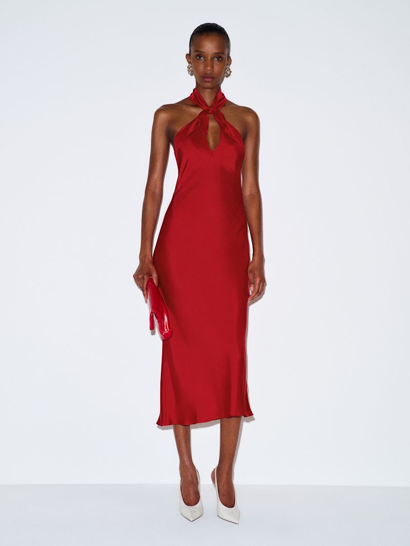 Lipstick Meli Silk Twill Dress