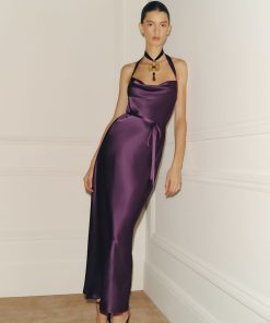 Crushed Violet Gloribel Silk Dress