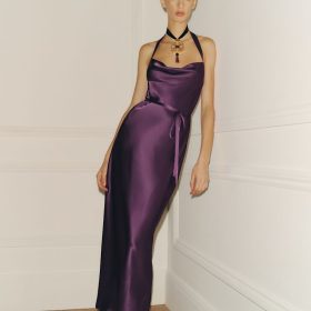 Crushed Violet Gloribel Silk Dress