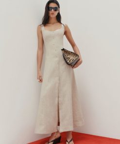 Oatmeal Fraise Linen Dress
