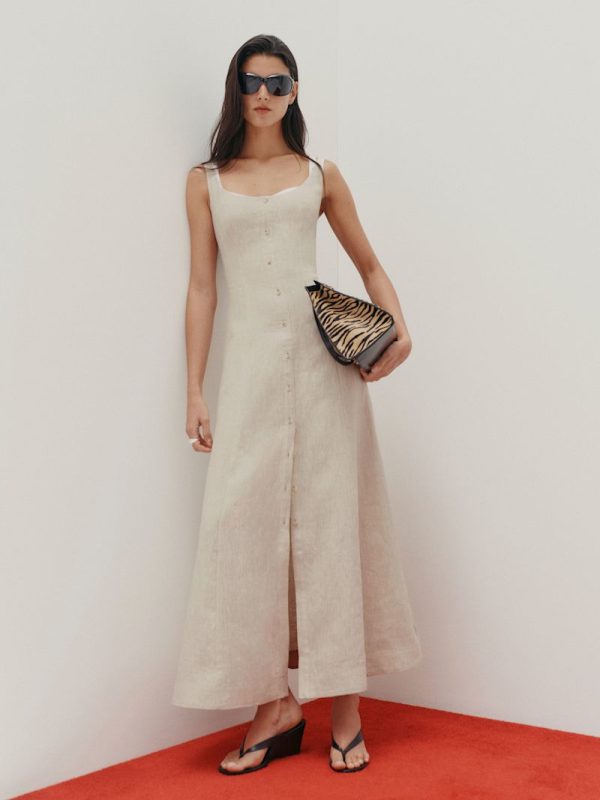 Oatmeal Fraise Linen Dress